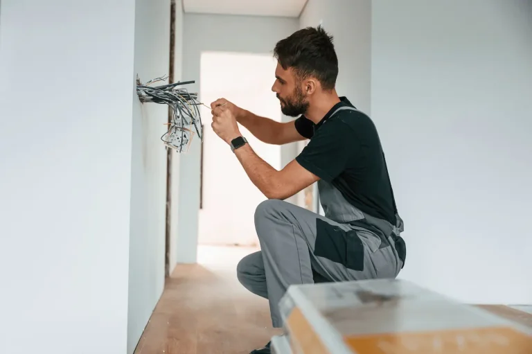 Electrician working at home outlet - Electrical Repair North Shore