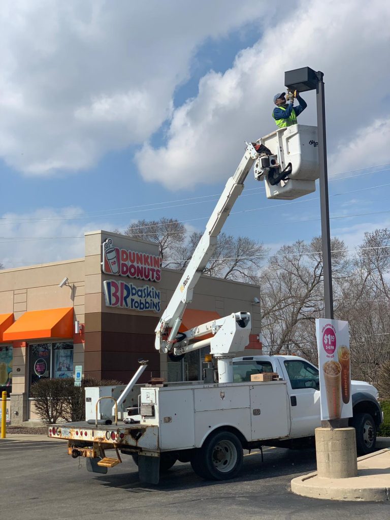 parking lot lighting installation